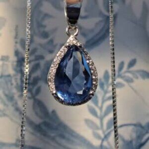 Tanzanite Cubic Zirconia Pendant Necklace